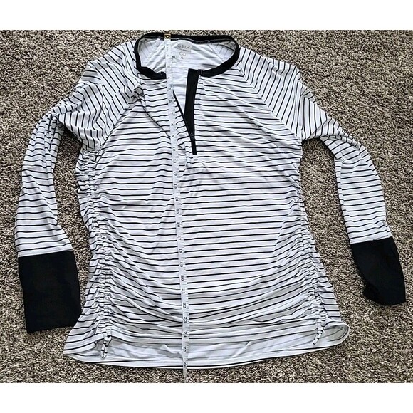 Calia Black/White Stripe Athletic Rashguard 1/4 Zip Shirt Women’s XL EUC - Picture 6 of 9